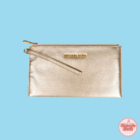 Michael Kors - Gold Wristlet / Wallet / Clutch Purse - Picture 1 of 1